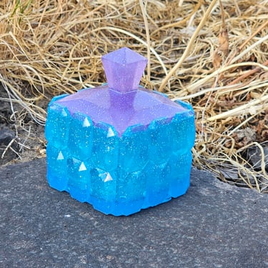Resin Ring Box Trinket Box Blue Purple Sparkle 