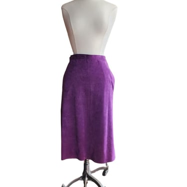 Vintage 70s Purple Skirt Ultrasuede Midi Skirt 