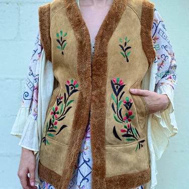 Afghan Shearling Embroidered Vest