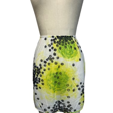 1960s Vanity Fair Lime Green Polka Dot Nylon Slip Skirt 