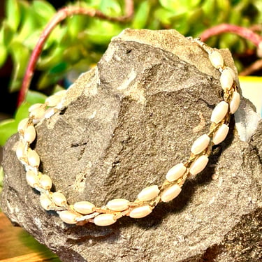 Vintage Freshwater Pearl Tennis Bracelet Gold Tone Woven Jewelry Retro Gift 