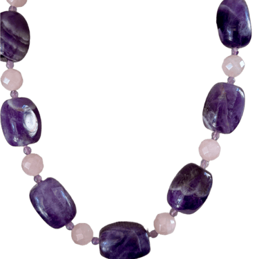 Genuine Amethyst and Rose Quartz Necklace