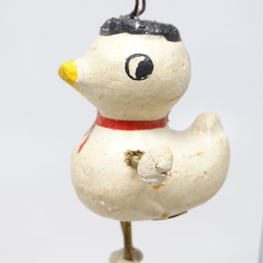 Antique 1940's Duck Toy, Hand Painted Composite Body, Occupied Japan,  Vintage MCM Christmas Ornament 