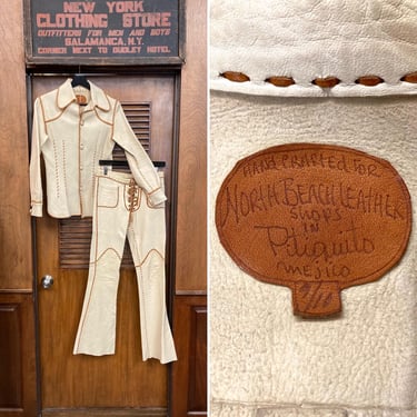 Vintage 1970’s NBL North Beach Leather Whipstitch Hippie Rocker Leather Outfit, 1970s, 2 Piece, Matching Set, North Beach Leather, Pant Suit 