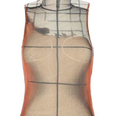 Jean Paul Gaultier Women Printed Tulle The Fire Tank Top