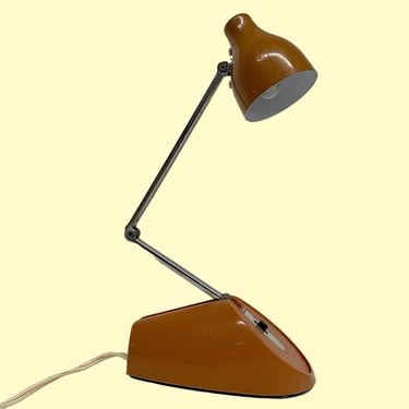 Vintage Hamilton Industries Task Light Retro 1970s Mid Century Modern + Model HC-18 + Brown + Metal + Plastic + Adjustable Neck + Desk Light 