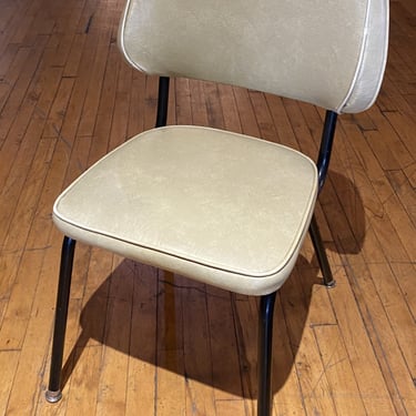 Wide Back Cream Vinyl 50s Dining Chair