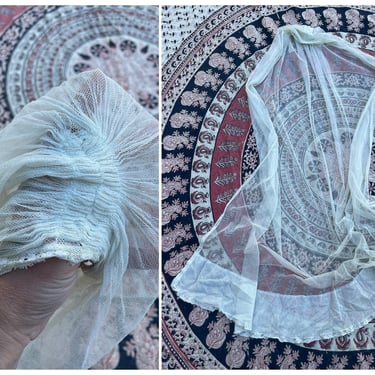 Authentic antique ivory net wedding veil  | ghost, ghoul, horror, vintage bride, Edwardian, Art Deco, netted bridal veil 
