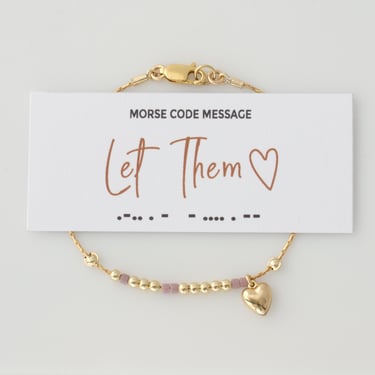 Let Them Morse Code Bracelet in 14K Gold filled or Sterling Silver, Hidden Message Bracelet 