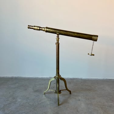 Vintage Solid Brass Telescope With Adjustable Stand 