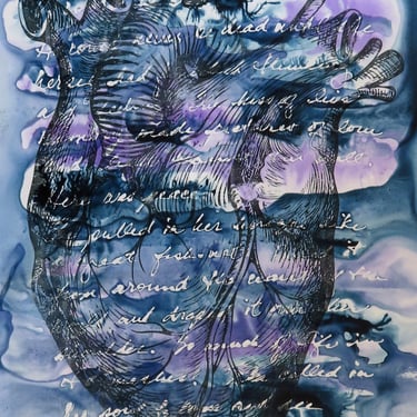 Memory of Love: Original Ink Painting with Image Transfer, Zora Neale Hurston 