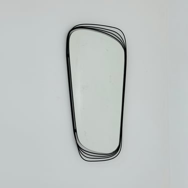 Mid-Century Modern wall mirror with black abstract metal frame 1960s 