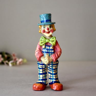 Vintage Papier Mache Clown Figurine Collectable Circus Clown Figurine 