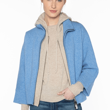 Kinross | Doubleknit Short Zip Mock Cardigan