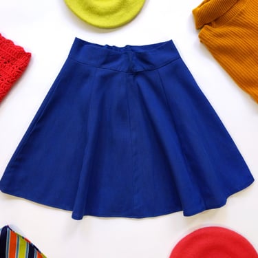 Adorable Vintage 60s 70s Navy Blue A-Line Cotton Mini Skirt 