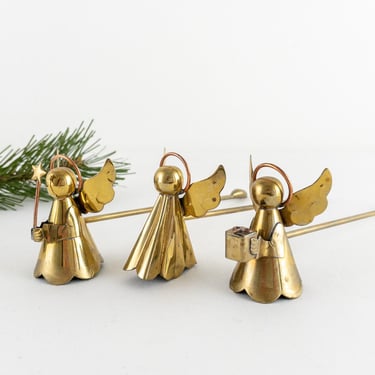 Brass Angel Candle Snuffers, You Choose, Brass Figurines Angels with Wings, Vintage Christmas Decor 