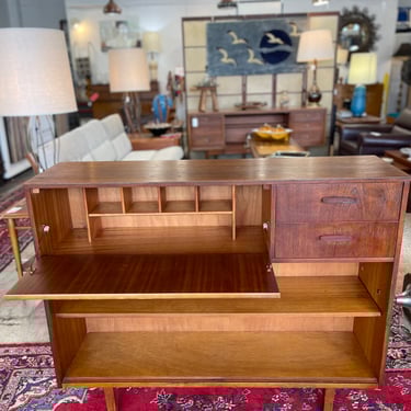 Mid Century Teak Secretary Desk/Display Cabinet by Avalon Furniture