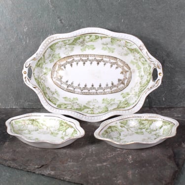 Antique CS Prussia Porcelain Trinket Dish Set | Prussian Fine China | Set of 3 | Bixley Shop 