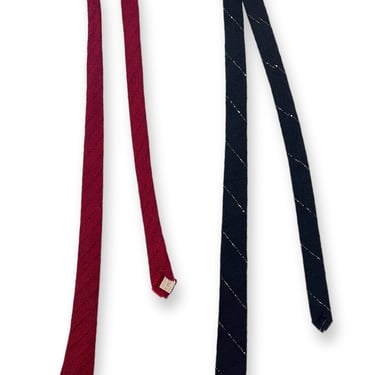 Lot of 2 ~ Vintage 1950s/1960s Wool TWEED Neckties ~ Striped ~ Rockabilly ~ Mod ~ Preppy ~ Ivy ~ Trad ~ Tie / Ties ~ Skinny 