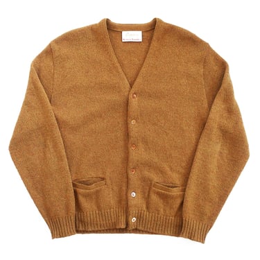 vintage cardigan / fuzzy cardigan / 1970s Jantzen dark mustard fuzzy wool knit Kurt Cobain cardigan XL 