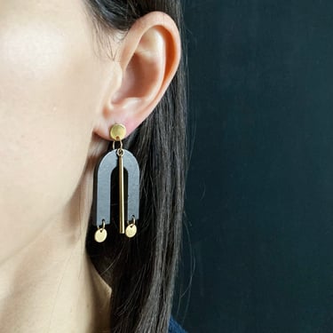 long concrete earrings | drop concrete earrings | dangle concrete earrings | stainless steel earrings | concrete jewelry | arch earrings 