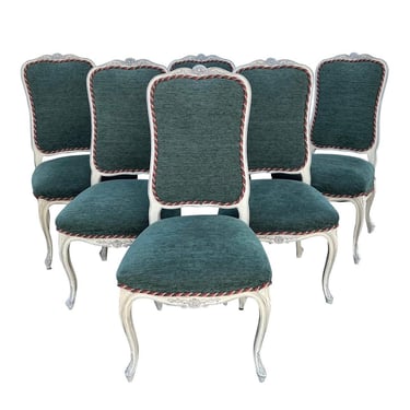 Set of 6 Vintage 1960’s Louis XV French Provincial Dining Chairs 