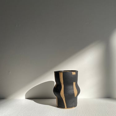 small stoneware abstract pattern vessel 