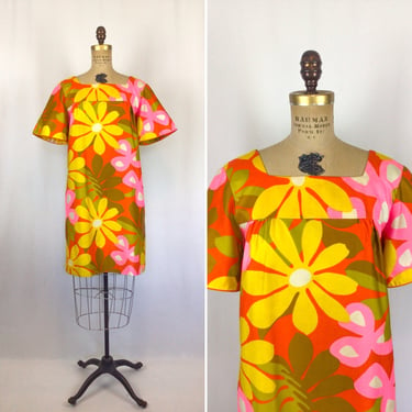 Vintage 60s dress | Vintage floral cotton Hawaiian dress | 1960s McInerny Honolulu shift dress 