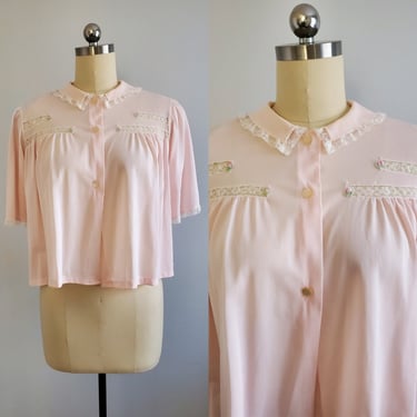 1960's Pink Bed Jacket by Charmode - 60s Lingerie - 60s Women's Vintage Size Medium 