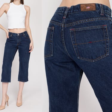 Small 90s Dark Wash Capri Jeans | Vintage Mid Rise US Polo Assn Short Cropped Denim Pants 
