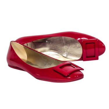 Roger Vivier - Red Patent Leather Buckle Ballet Flats Sz 12