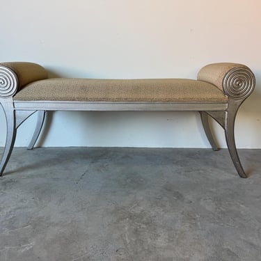 Hollywood Regency Style Rolled-Arms Bench 