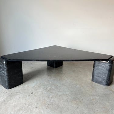 Postmodern Faux - Black and White Marble Triangular Coffee Table 