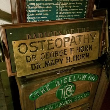 Antique Doctor Haverhill Ma Osteopathy Brass Sign C1908 George & Mary Horn Barr