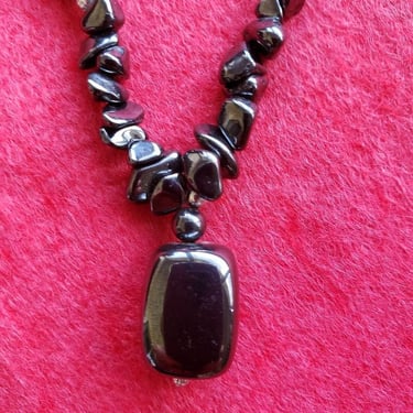 Hematite Jewelry Unisex Necklaces Natural Stone jewelry Black color Necklaces 