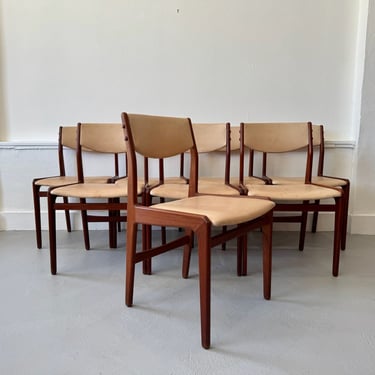 Set of 8 Danish Teak & Leather Dining Chairs