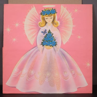 1950s Christmas Gift Wrap Glitter Angel ~ 2 Sheets Norcross Wrapping Paper 