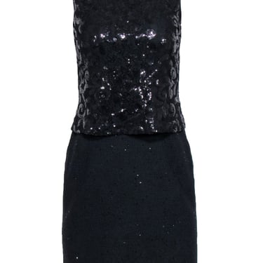 St. John - Black Sequin & Lace Sleeveless Dress Sz 4