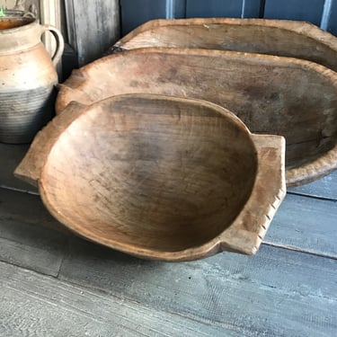 Primitive Wood Bowl, Handcrafted, Breadmaking, Dough Proofing, Farm Table, Rustic European Farmhouse Cuisine 