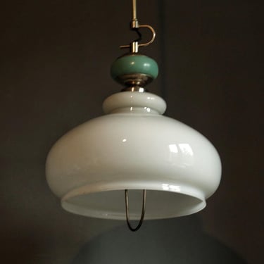 Mid Century Opalin Glass pendant / 70's  lamp / Vintage Space Age ceiling lamp / Vintage  ceiling / White glass / 