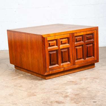 Mid Century Modern Nightstand End Side Table Solid Walnut Single Vintage Doors