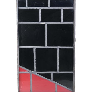 Robert Sowers Black & Red Mid Century JFK Glass Window
