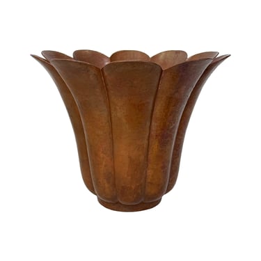 Scalloped Hammered Copper Vase by R. Ramirez
