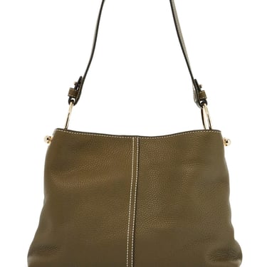 Strathberry Khaki Leather Hobo Bag With Adjustable Strap Women