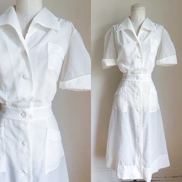 Vintage 1940s Sheer Waitress / Nurse Uniform Dress // S-M 