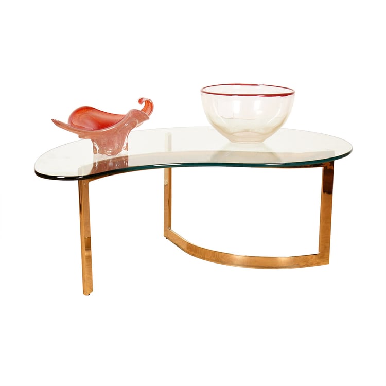 Ultra &#8217;80s Mid-Sized Biomorphic Glass Top + Sculptural Brass Base Coffee Table