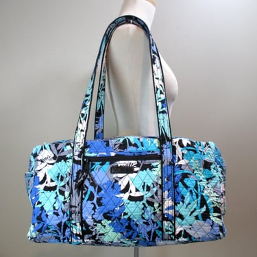 Vera Bradley Mandy Camofloral Carry On Large Double Strap Duffle Bag Shoulder Tote Soft Sided Quilted Floral Print Fabric Overnight Weekend 