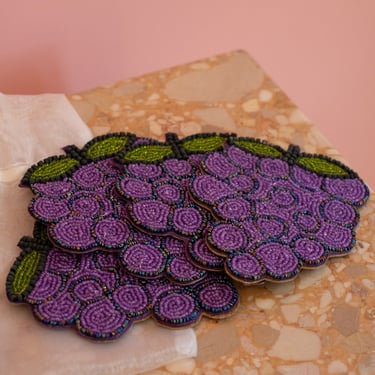 Vintage Beaded Grape Coasters