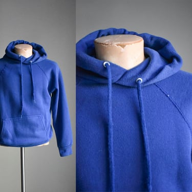 Vintage Soft Blue Raglan Hooded Sweatshirt 