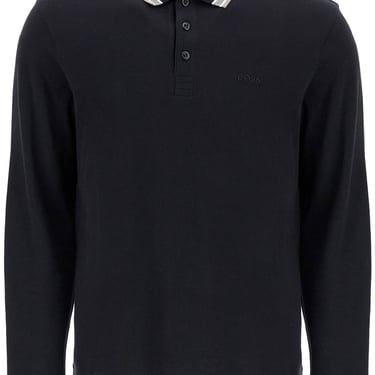 Boss Men's Long Sleeve Loose Fit Polo Dark Gray Cotton Men